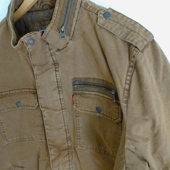 Levi's Military Jacket Men's Size 2XL Brown Washed Cotton - Picture 4 of 9